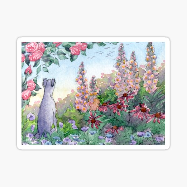 Item preview, Greyhound dog sitting in a flower garden designed and sold by SusanAlisonArt.