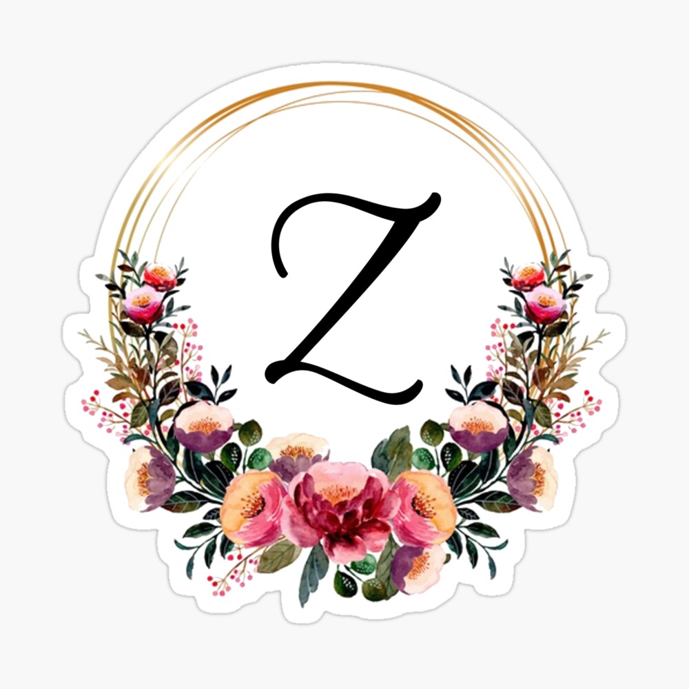 Monogram with Pink Floral | Monogram Letter Z