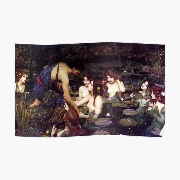 Hylas and the Nymphs by John William Waterhouse, Hylas, Nymphs, John, William, Waterhouse, Painting, Color Fixed, Retouched Poster