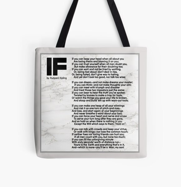 If Poem By Rudyard Kipling If Poster And Other Formats Wall Art Decor Tote Bag By 1789