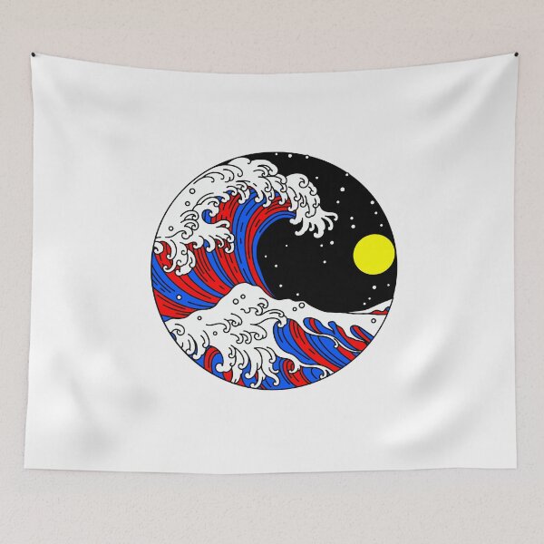 Item preview, Circular Japanese Wave with Polyamorous Night Sky. Polyamory Pride designed and sold by Subtle Pride Shop.