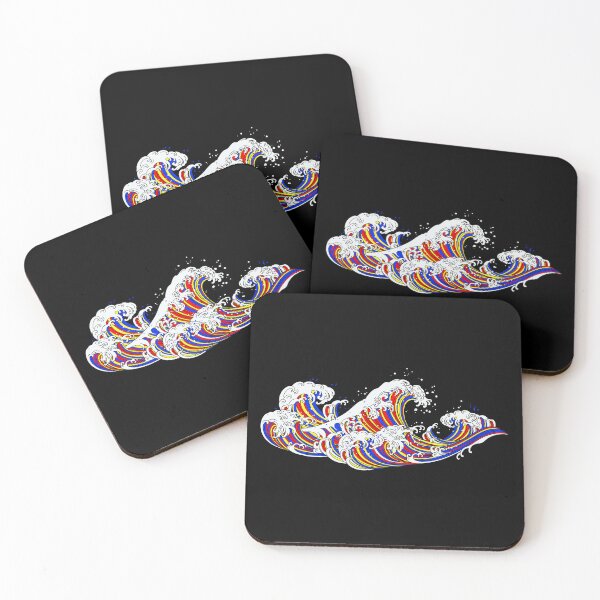Item preview, Long Japanese Waves Polyamorous. Polyamory Pride designed and sold by Subtle Pride Shop.