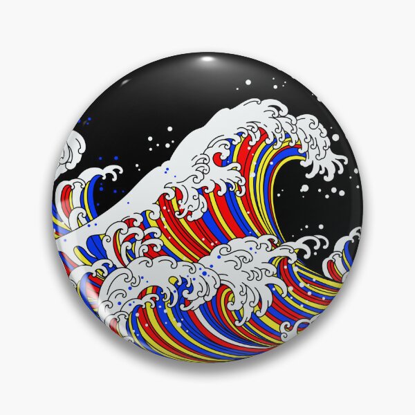 Item preview, Long Japanese Waves Polyamorous. Polyamory Pride designed and sold by Subtle Pride Shop.