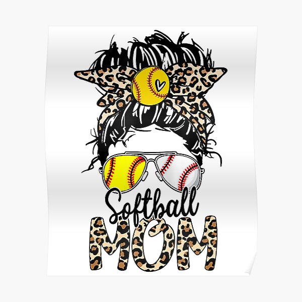 Baseball Mom Leopard Softball Bandana Happy Mother's Day Poster