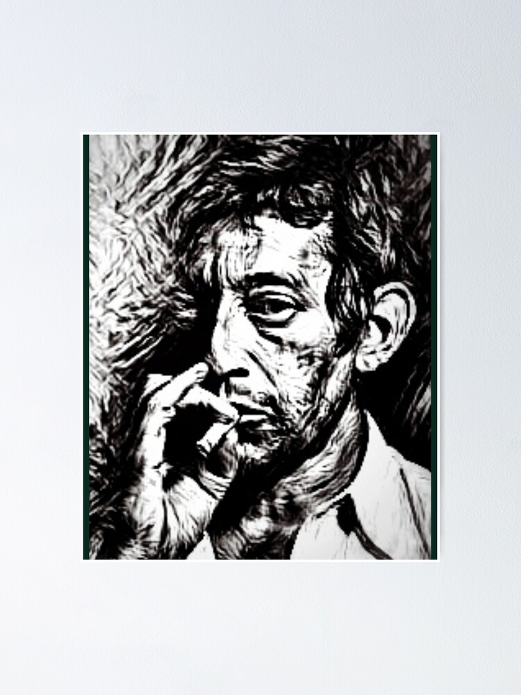 Serge Gainsbourg Noirs Ne Dessin Blanc graphique Poster