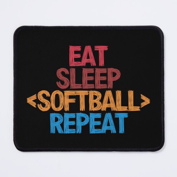 Item preview, Eat Sleep Softball Repeat - Funny Retro Vintage Colors Typography Satire designed and sold by FunnyHomeQuotes.
