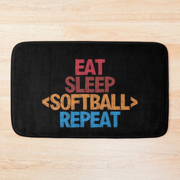 Item preview, Eat Sleep Softball Repeat - Funny Retro Vintage Colors Typography Satire designed and sold by FunnyHomeQuotes.