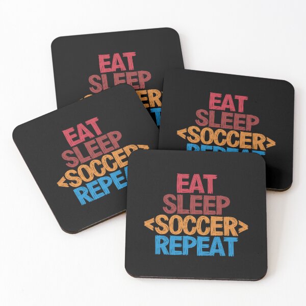 Item preview, Eat Sleep Soccer Repeat - Funny Retro Vintage Colors Typography Satire designed and sold by FunnyHomeQuotes.