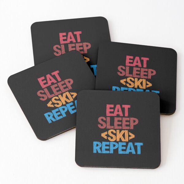 Item preview, Eat Sleep Ski Repeat - Funny Retro Vintage Colors Typography Satire designed and sold by FunnyHomeQuotes.