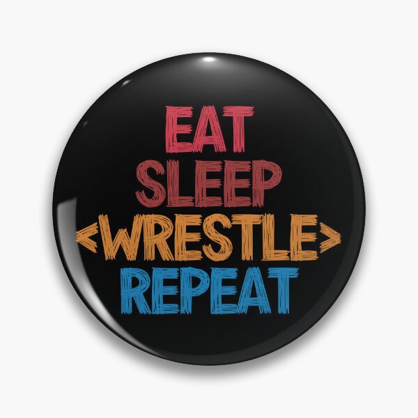 Item preview, Eat Sleep Wrestle Repeat - Funny Retro Vintage Colors Typography Satire designed and sold by FunnyHomeQuotes.