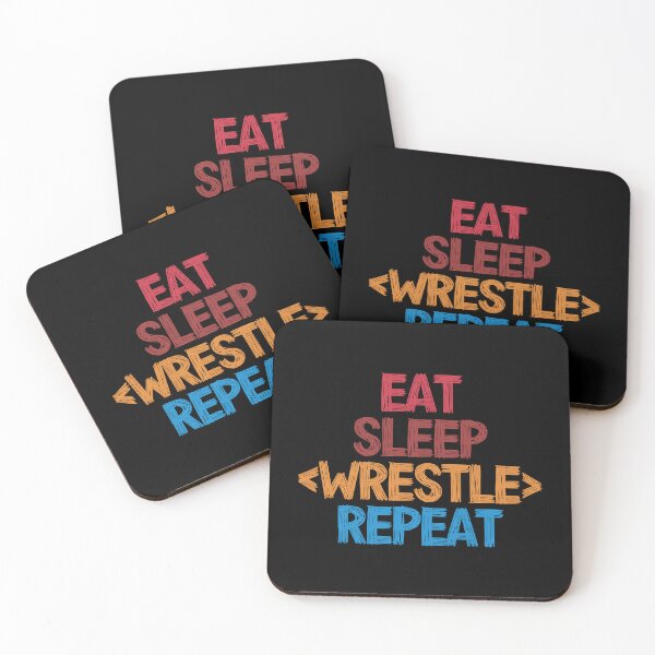 Item preview, Eat Sleep Wrestle Repeat - Funny Retro Vintage Colors Typography Satire designed and sold by FunnyHomeQuotes.