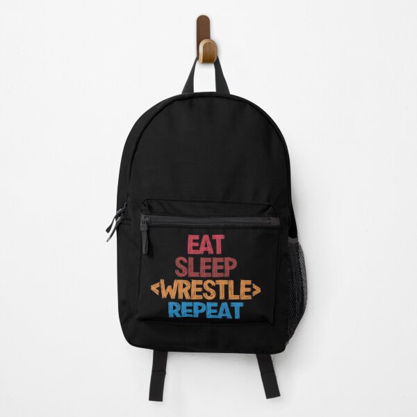 Item preview, Eat Sleep Wrestle Repeat - Funny Retro Vintage Colors Typography Satire designed and sold by FunnyHomeQuotes.