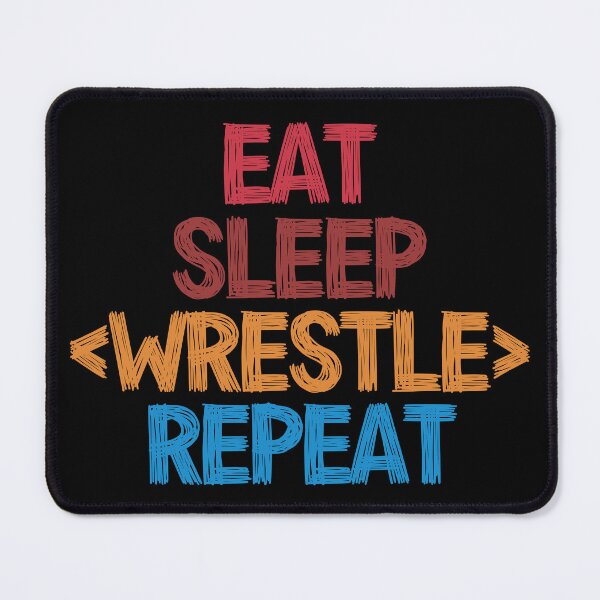 Item preview, Eat Sleep Wrestle Repeat - Funny Retro Vintage Colors Typography Satire designed and sold by FunnyHomeQuotes.