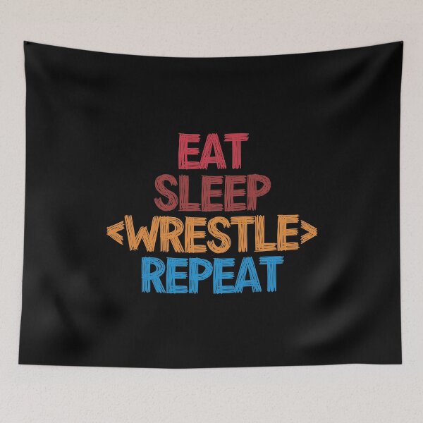 Item preview, Eat Sleep Wrestle Repeat - Funny Retro Vintage Colors Typography Satire designed and sold by FunnyHomeQuotes.