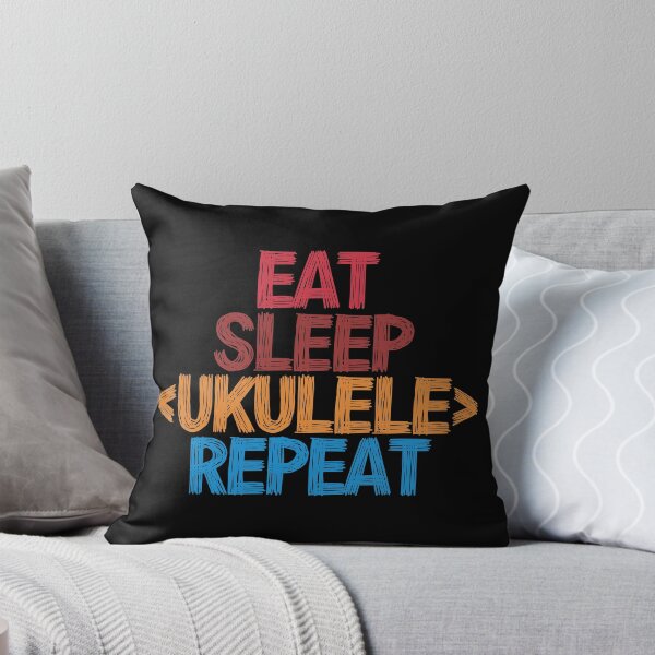 Item preview, Eat Sleep Ukulele Repeat - Funny Retro Vintage Colors Typography Satire designed and sold by FunnyHomeQuotes.