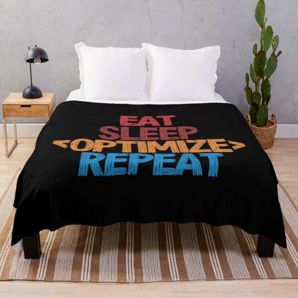 Item preview, Eat Sleep Optimize Repeat - Funny Retro Vintage Colors Typography Satire designed and sold by FunnyHomeQuotes.