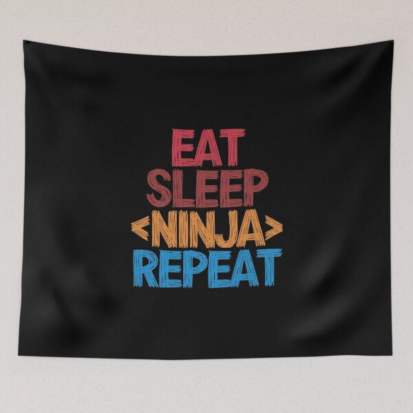 Item preview, Eat Sleep Ninja Repeat - Funny Retro Vintage Colors Typography Satire designed and sold by FunnyHomeQuotes.