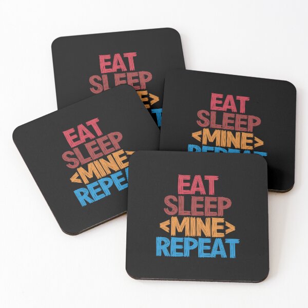 Item preview, Eat Sleep Mine Repeat - Funny Retro Vintage Colors Typography Satire designed and sold by FunnyHomeQuotes.