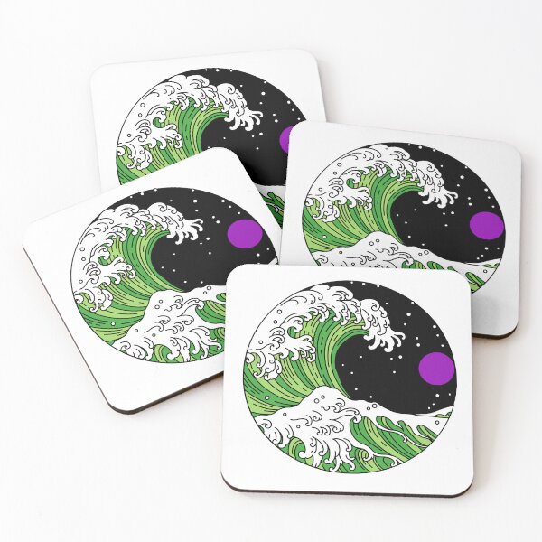 Item preview, Circular Japanese Aro Ace Wave. Aroace Pride designed and sold by Subtle Pride Shop.