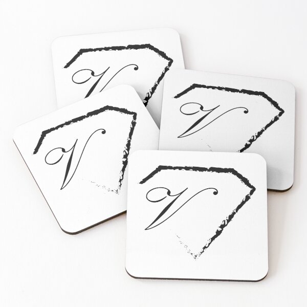 Item preview, V letter monogram initial diamond black designed and sold by mixtape80.