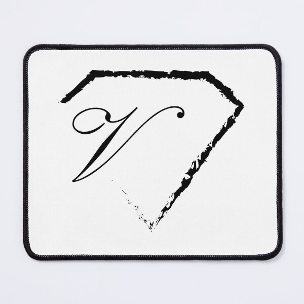 Item preview, V letter monogram initial diamond black designed and sold by mixtape80.