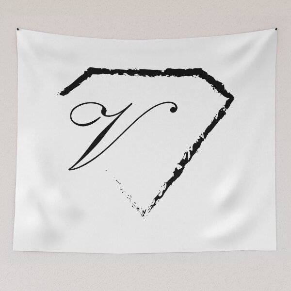 Item preview, V letter monogram initial diamond black designed and sold by mixtape80.