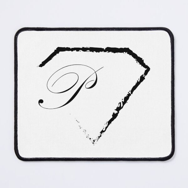 Item preview, P letter monogram initial diamond black designed and sold by mixtape80.