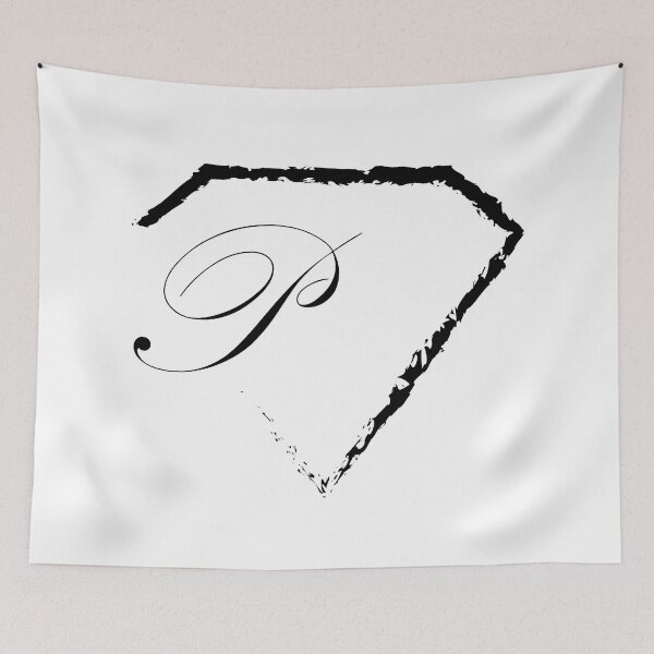 Item preview, P letter monogram initial diamond black designed and sold by mixtape80.