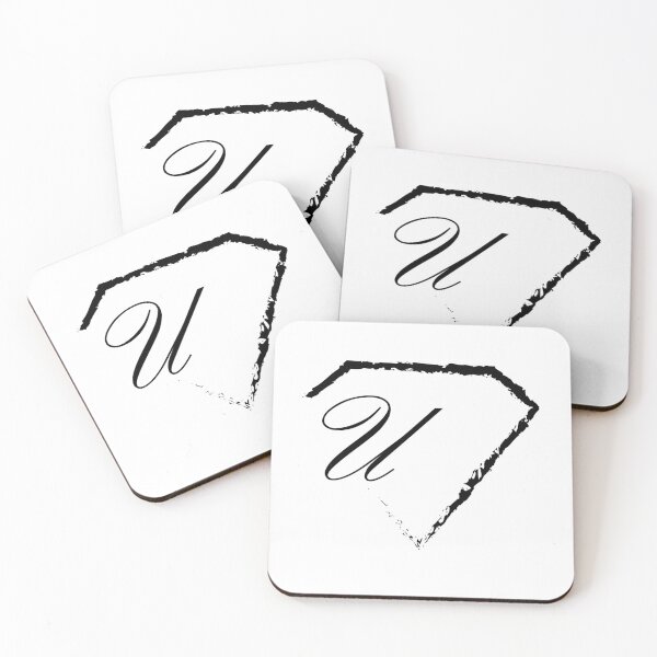 Item preview, U letter monogram initial diamond black designed and sold by mixtape80.