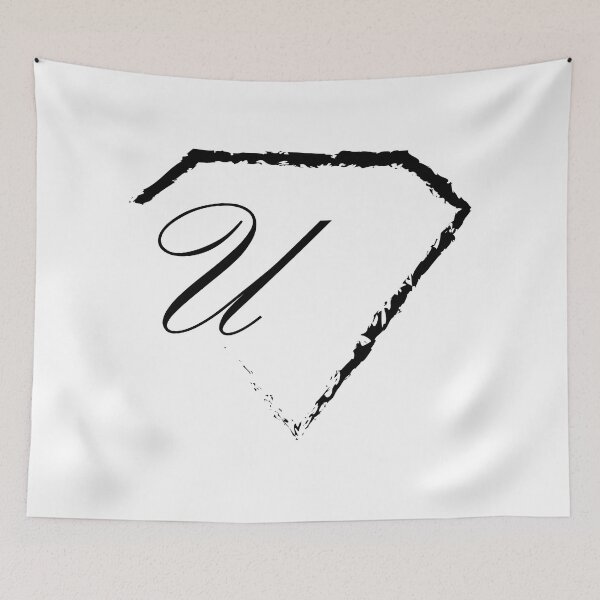 Item preview, U letter monogram initial diamond black designed and sold by mixtape80.