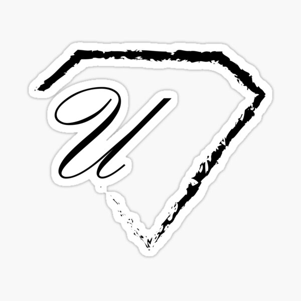 Item preview, U letter monogram initial diamond black designed and sold by mixtape80.