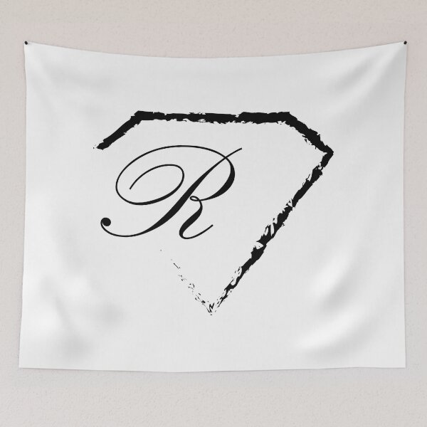 Item preview, R letter monogram initial diamond black designed and sold by mixtape80.