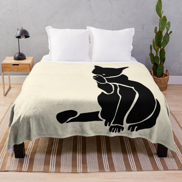 Item preview, Matisse's Cat Var. 1 in Inky Black and Beige designed and sold by ECMazurDesign.