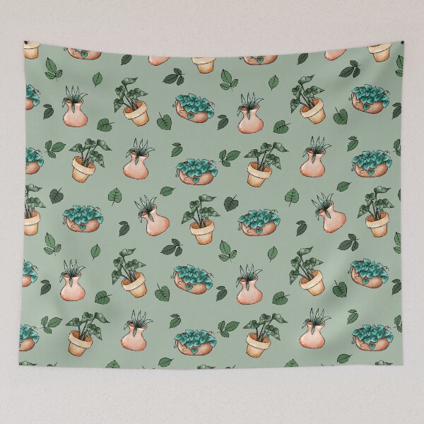 Item preview, Watercolor Potted plants pattern designed and sold by Yakuinie.