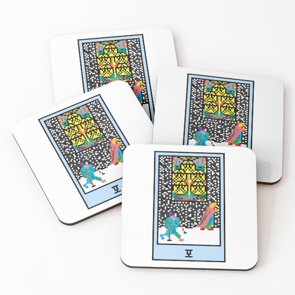 Item preview, Wait, is this pixel art tarot? White - Minor Arcana 'Five of Pentacles' (Design for T-shirt, stickers and other accessories) designed and sold by Pixel Waite.