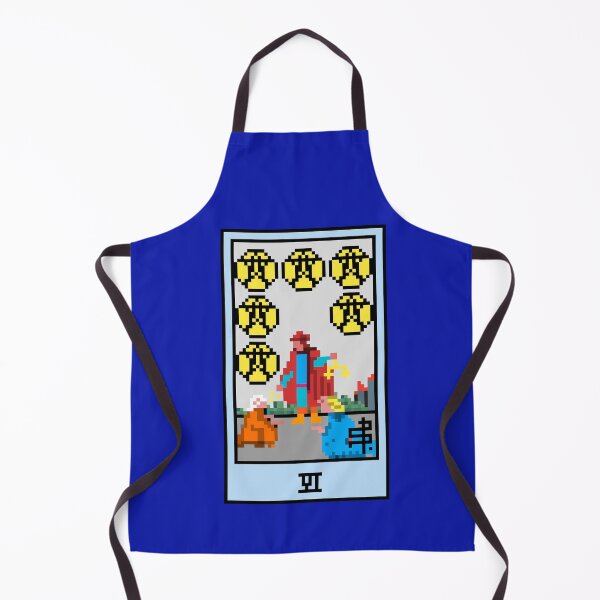 Item preview, Wait, is this pixel art tarot? Blue - Minor Arcana 'Six of Pentacles' (Design for T-shirt, stickers and other accessories) designed and sold by Pixel Waite.