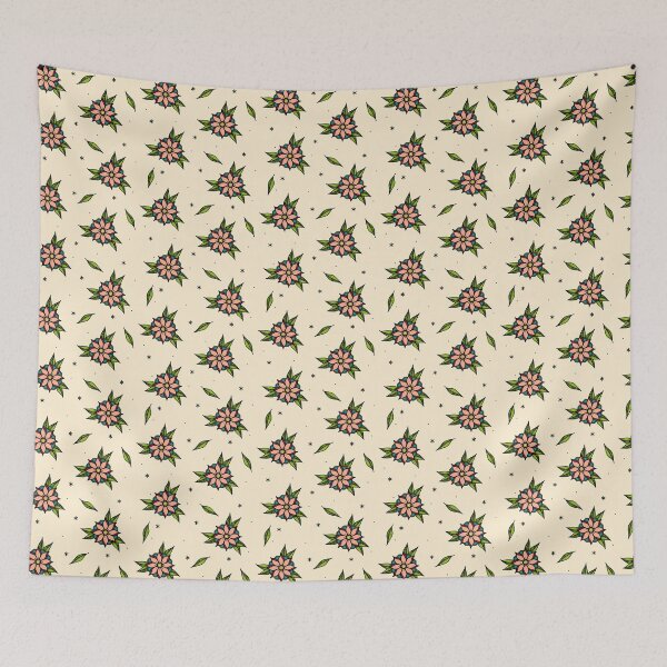 Item preview, Old School Tattoo Flower Pattern designed and sold by SoulArtLove.