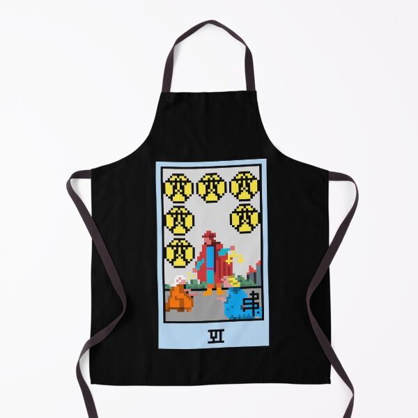 Item preview, Copy of Wait, is this pixel art tarot? Black - Minor Arcana 'Six of Pentacles' (Design for T-shirt, stickers and other accessories) designed and sold by Pixel Waite.