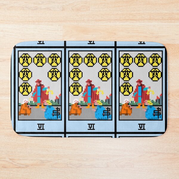 Item preview, Copy of Wait, is this pixel art tarot? Black - Minor Arcana 'Six of Pentacles' (Design for T-shirt, stickers and other accessories) designed and sold by Pixel Waite.