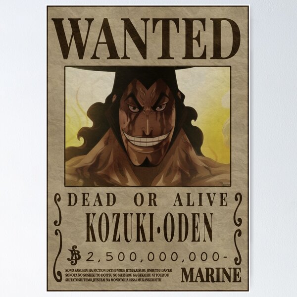 Kozuki Oden Bounty One Piece Wanted Poster Póster