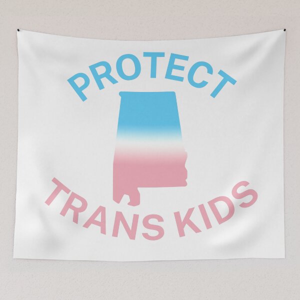 Item preview, Protect Trans Kids Alabama - Transgender Flag - Protect Transgender Children - Curved Design designed and sold by SayWhatYouFeel.