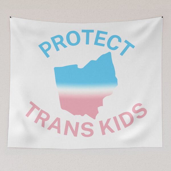 Item preview, Protect Trans Kids Ohio - Transgender Flag - Protect Transgender Children - Curved Design designed and sold by SayWhatYouFeel.