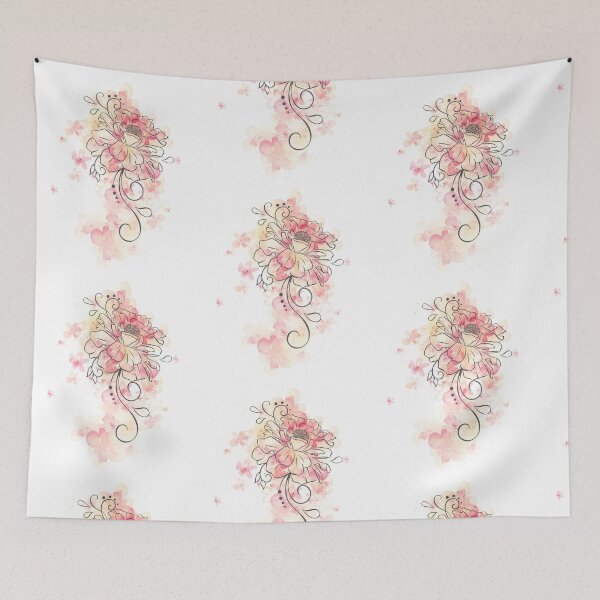 Item preview, Floral Line Art with Watercolor Background designed and sold by odrito.