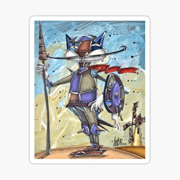 Gato Quijote, Daniel Acebo, Arte de trastienda Pegatina