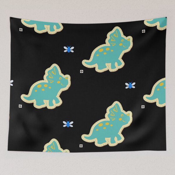 Item preview, Cute Baby Triceratops Chasing Blue Bumble Bee designed and sold by ForscarlettPub.