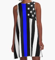 Police: Black Flag & Blue Line A-Line Dress