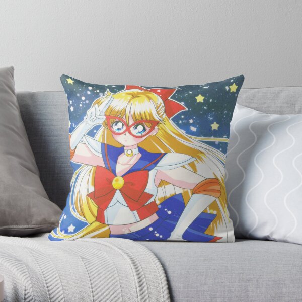 90s style saillor V stardust backgrund Throw Pillow