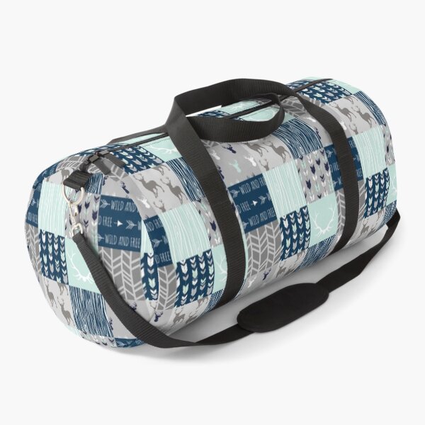 Item preview, Patchwork Deer - Mint, Navy and grey designed and sold by SugarPineDesign.