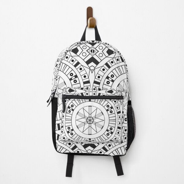 Item preview, Geometric star mandala in black and white designed and sold by AleFairyland.