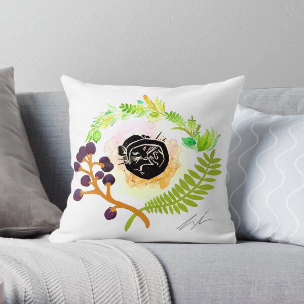 Dormouse Watercolour woodcut wildlife illustration Throw Pillow